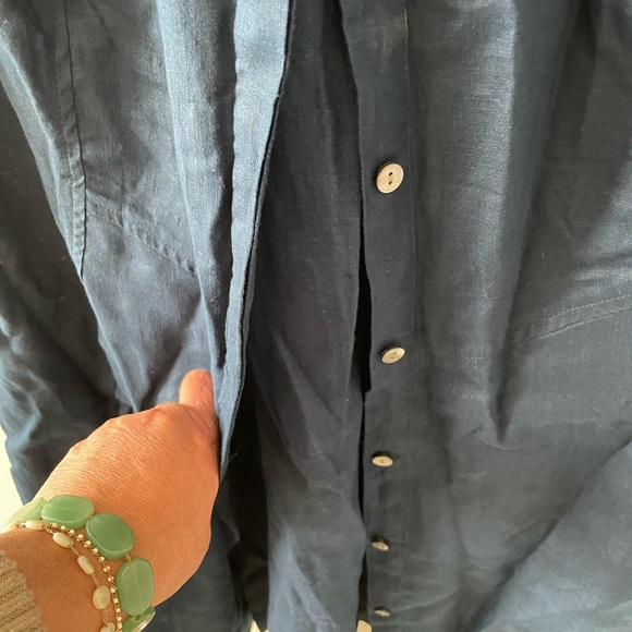 J Jill NWT linen shirt dress.navy Blue - Picture 4 of 4